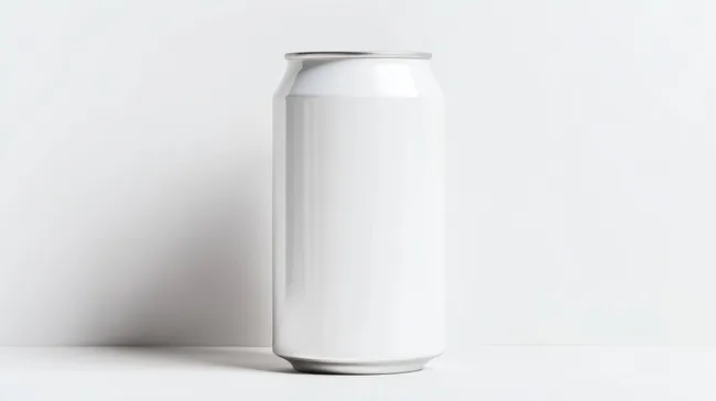 Moderne minimalistische weiße Getränkedose im Studio