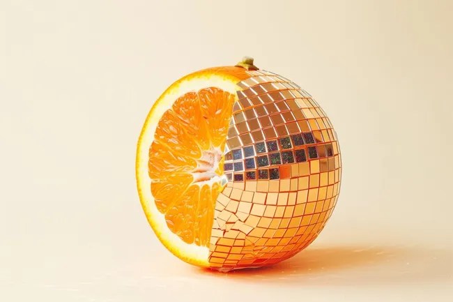 Moderne Orangeninspiration mit Spiegelkugeleffekt