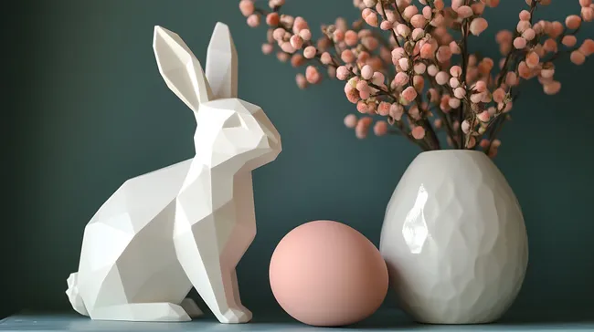 Moderne Osterdekoration mit geometrischen Elementen