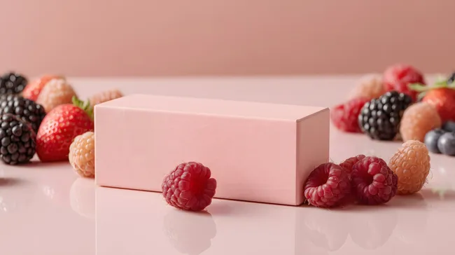 Moderne Produktpräsentation mit frischen Beeren