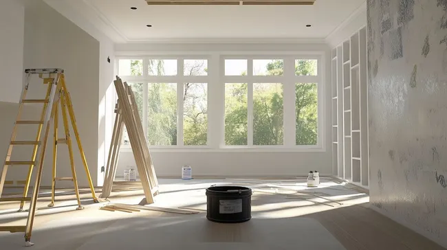 Moderne Renovierung mit Sonnenlicht und Werkzeugen