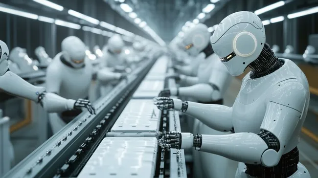 Moderne Roboter-Produktionslinien in Hightech-Fabrik