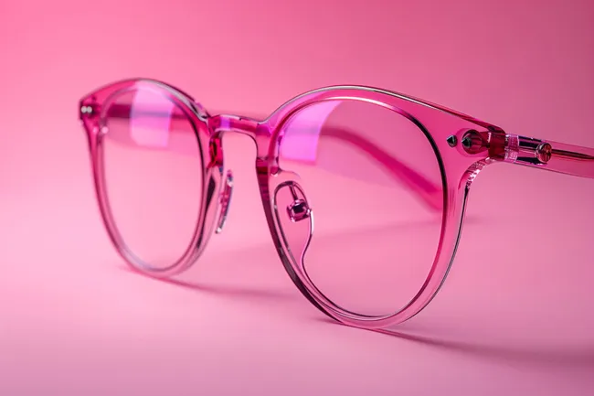 Moderne, rosa Brille im Fokus