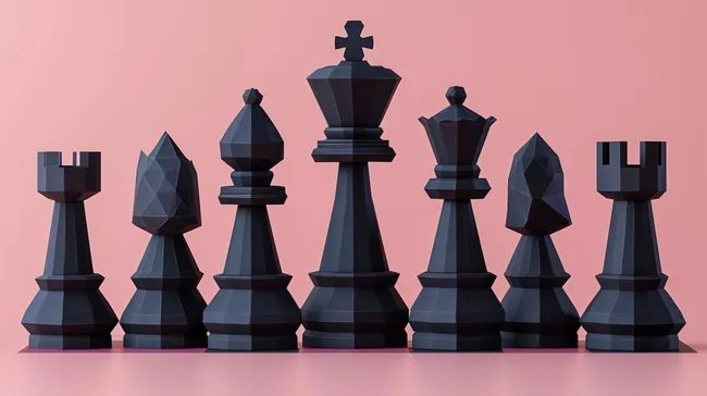 Moderne Schach-Figuren in dunkler Farbpalette