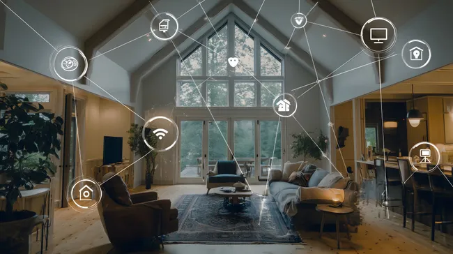 Moderne smarte Wohnung mit Panoramafenstern