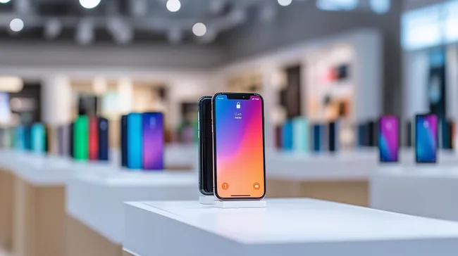 Moderne Smartphone-Ausstellung in Geschäft