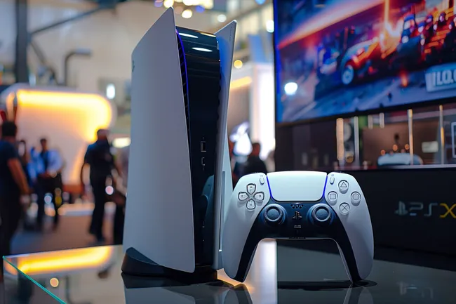 Moderne Spielekonsole mit Steuerung