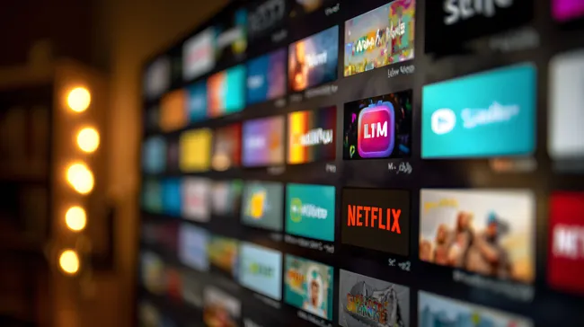 Moderne Streaming-Dienst-Auswahl auf Fernseher-Display