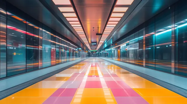 Moderne U-Bahnstation mit futuristischem Glasdesign