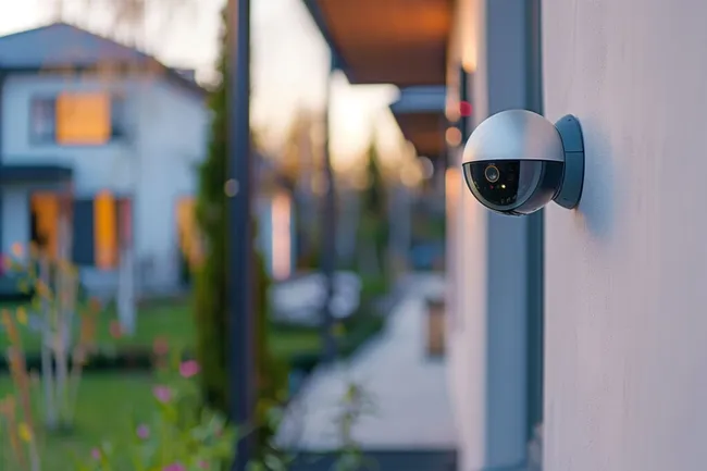 Moderne Überwachungskamera im Freien