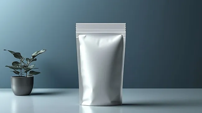 Moderne, weiße Verpackung neben Zimmerpflanze