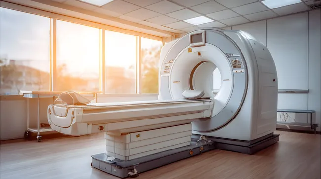 Moderner Krankenhaus-CT-Scanner mit natürlichem Lichteinfall