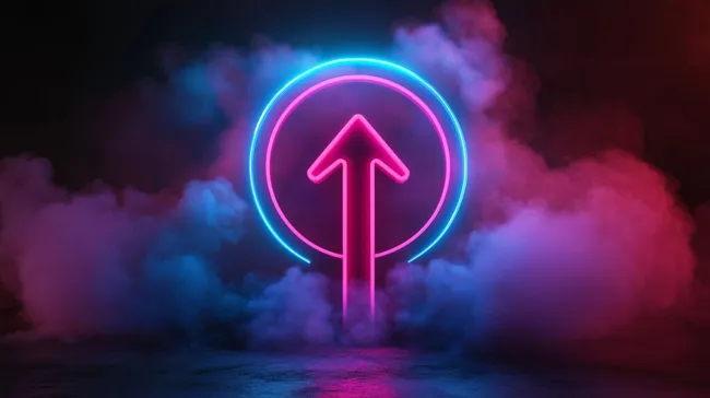 Moderner Neonpfeil in leuchtendem Farbspiel