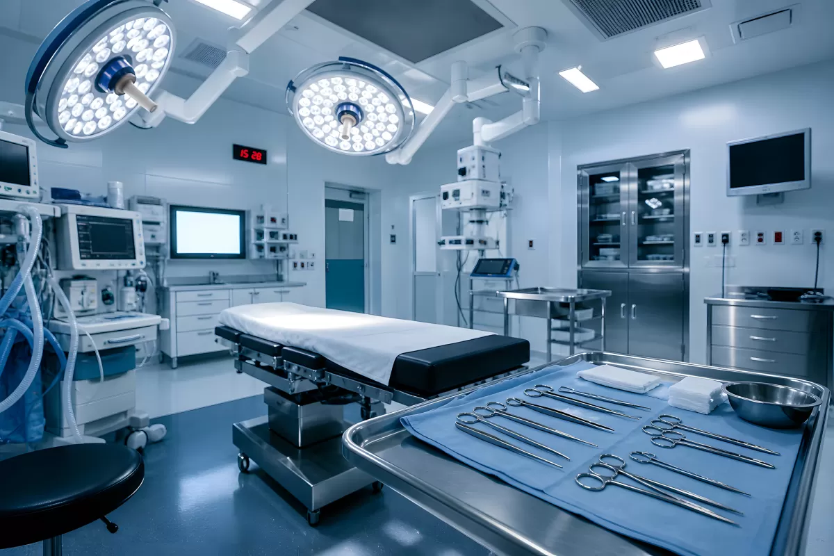 Moderner Operationssaal mit Instrumenten bereit