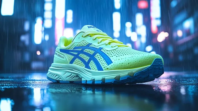 Moderner Sportschuh im futuristischen Regen