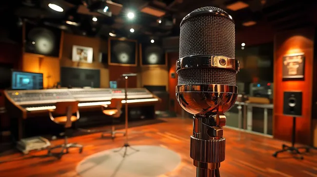 Modernes Aufnahmestudio mit hochwertigem Mikrofon