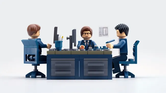 Modernes Büro-Team sitzt zusammen am Schreibtisch