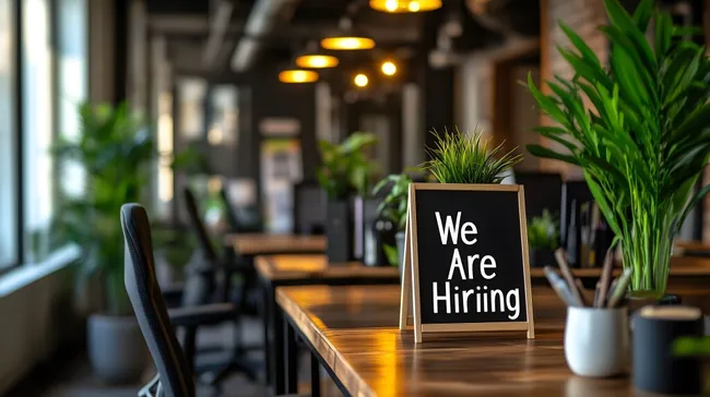 Modernes Büroambiente mit Stellenanzeige