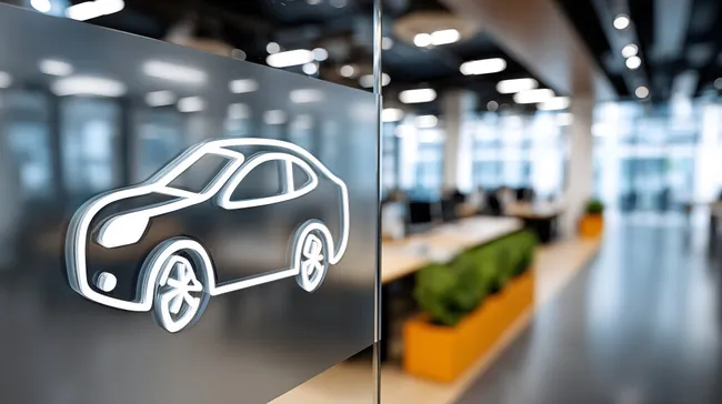 Modernes Bürodesign mit Autosymbol