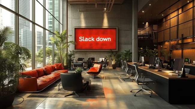 Modernes Bürodesign mit Störung-Bildschirm