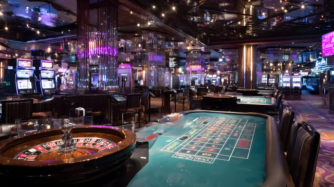 Modernes Casino-Ambiente mit Glücksspielgeräten
