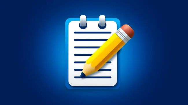 Modernes digitales Notizbuch-Symbol mit Bleistift