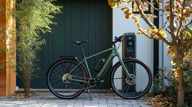 Modernes E-Bike an Ladestation im Freien