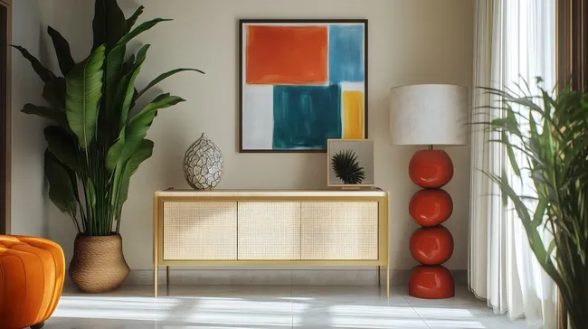 Modernes, farbenfrohe Wohnzimmer-Interieur