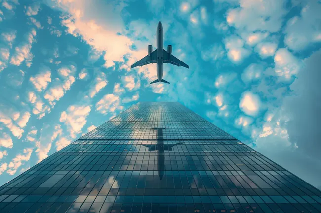 Modernes Flugzeug im Himmel