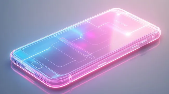 Modernes, futuristisches Smartphone mit Neon-Oberfläche