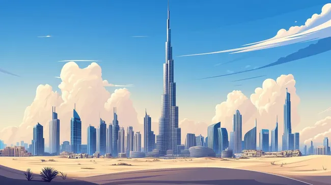 Modernes Hochhauspanorama von Dubai bei Tageslicht