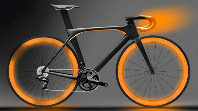 Modernes Hochleistungs-Rennrad mit auffälligen Farben