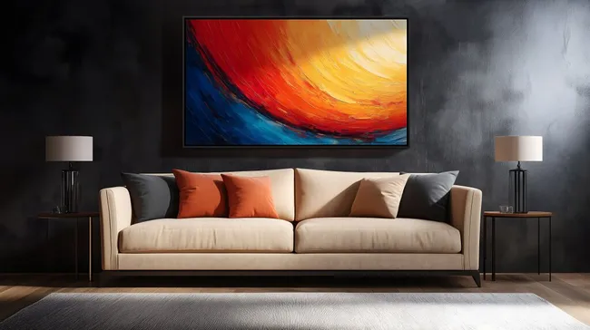 Modernes Interieur mit abstraktem Wandbild