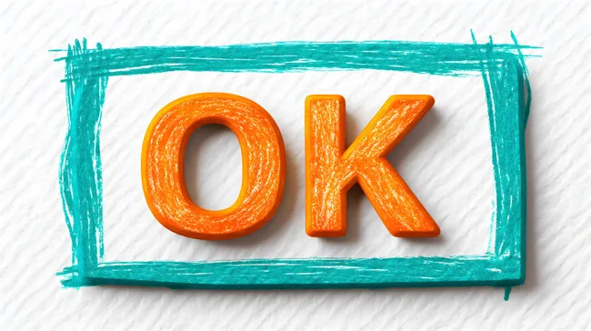 Modernes Kreatives Wort 'OK' in Orange Rahmen
