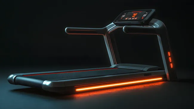 Modernes Laufband mit futuristischer LED-Beleuchtung