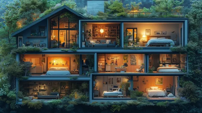 Modernes Ökohaus mit Panoramaverglasungen und Garten