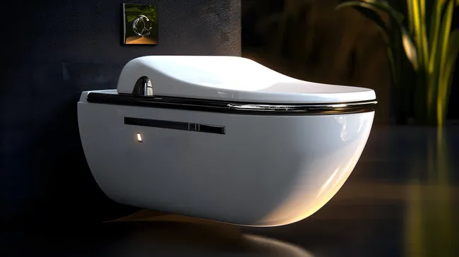 Modernes schwebendes Hochglanz-WC mit Beleuchtung