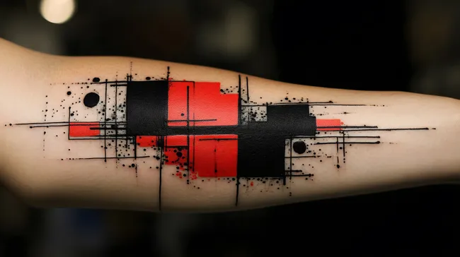 Modernes Trash-Polka-Tattoo mit geometrischen Elementen