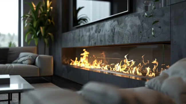 Modernes Wohnzimmer mit Bioethanol-Kamin