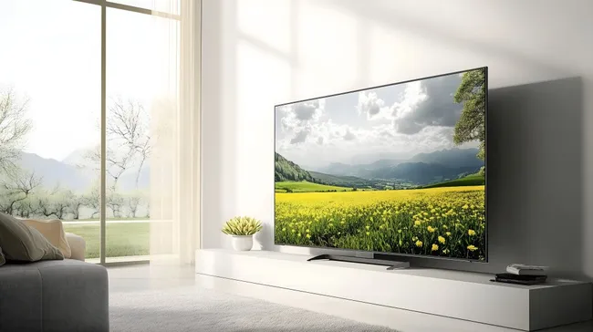 Modernes Wohnzimmer mit Blick auf Berglandschaft