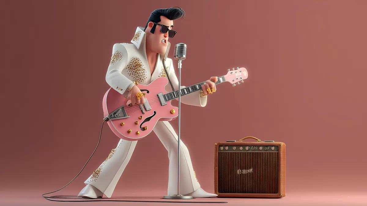 Modischer Musiker in Rosa und Weiß