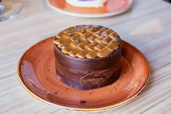 Moist chocolate cake with mocha icing