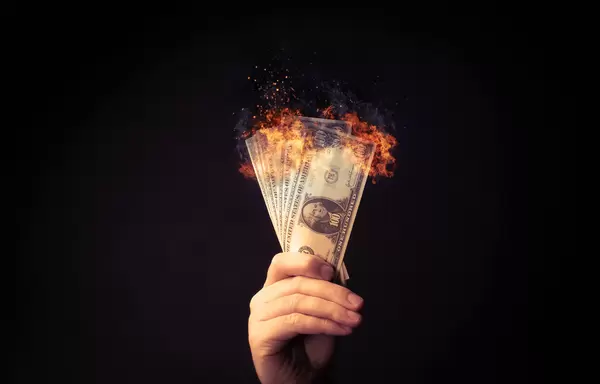Money on fire