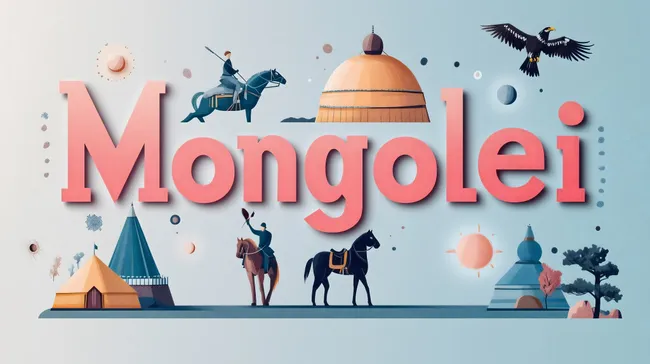 Mongolische Steppenwelt mit Jurte, Pferden und Reiter