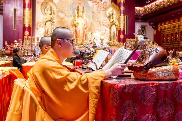 Monks in Buddha Tooth Relic Temple