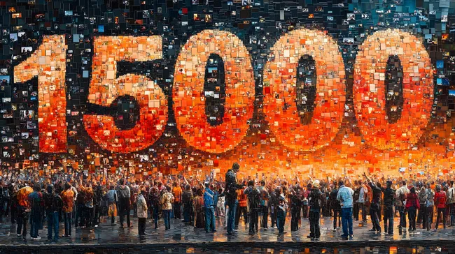 Monumentaler Mosaik-Hintergrund mit der Zahl 15000