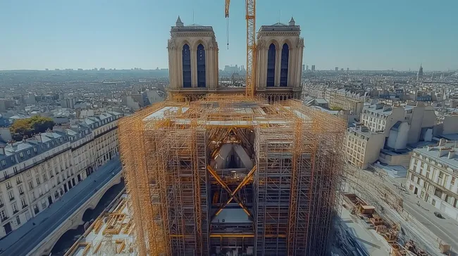 Monumentaler Neubau der Kathedrale Notre-Dame in Paris