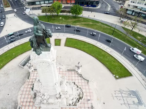 Monumento Marques de Pombal Drone Shot Close Up
