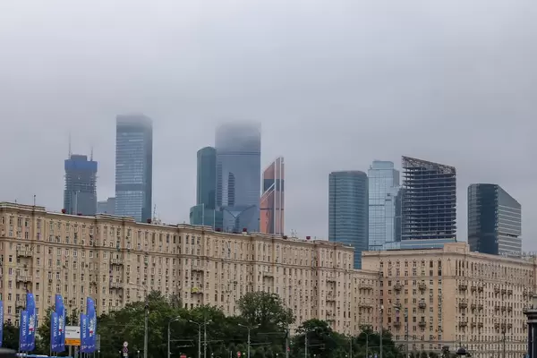 Moscow skyline photographed from Victory Park
