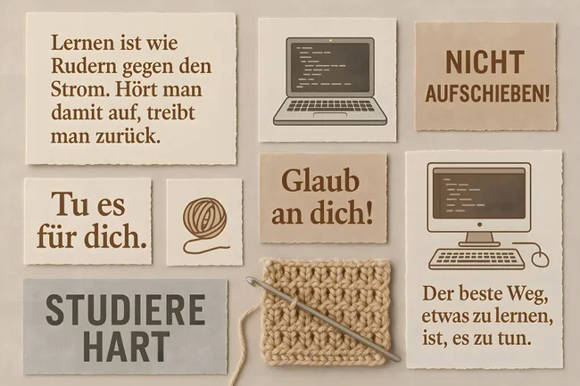 Motivationsplakat mit inspirierenden Zitaten und Grafiken